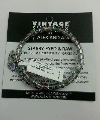 ALEX and ANI STARRY-EYED Bangle Bracelet NWT BOX Teal SWAROVSKI Crystal  - Image 1 of 4