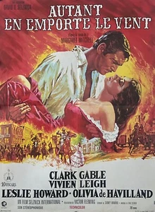 GONE WITH THE WIND Vivien Leigh Gable ORIG MEDIUM French Movie Poster 32 X 24 - Picture 1 of 1