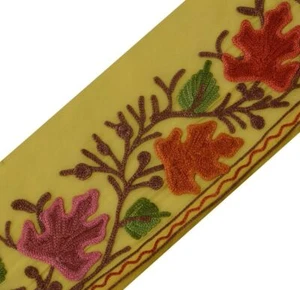 Vintage Sari Border Indian Craft Trim Embroidered Cream Sewing Ribbon Lace - Picture 1 of 6