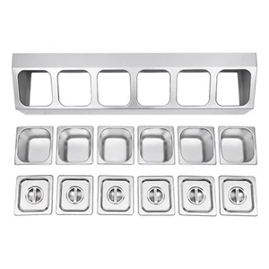 Tablero adicional GN con tapa Gastronorm recipiente estructura acero inoxidable 6 piezas Slivery - Imagen 1 de 11