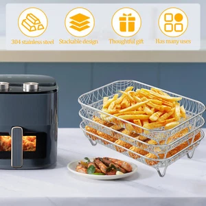 12Pcs Air Fryer Accessories 3 Layer Air Fryer Rack Stacking Air Fryer lixQZ~` - Picture 1 of 12
