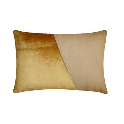 Gold Decorative Lumbar Pillow Cover, 12"x16" Velvet Cushion-Velutinous Gold - Image 1 of 3