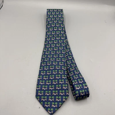 Corbata de seda Vineyard Vines Santa en hamaca con palmeras larga para hombre Foto 1 de 3