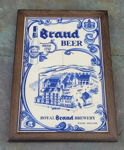 Vintage Ad Bar Sign BRAND BEER Royal BRAND Brewery Holland Blue Ceramic Tile - Picture 1 of 7