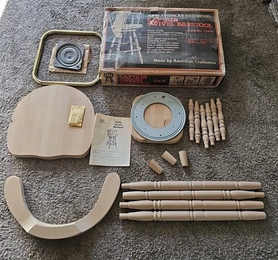 Captain Swivel Barstool 134W Whittier Wood Products USA MADE Unfinished Vintage - Image 1 of 4