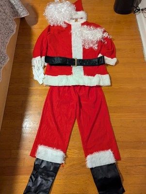Disfraz de Papá Noel con ribete de piel sintética y cinturón talla única rubíes material de franela Foto 1 de 4