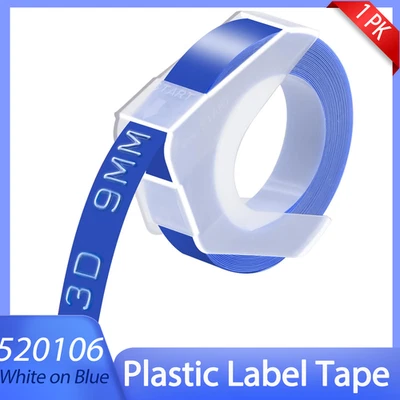 Cinta de estampado 3D blanca sobre azul para organizador Dymo Xpress fabricante de etiquetas 9 mm 3/8" Foto 1 de 4