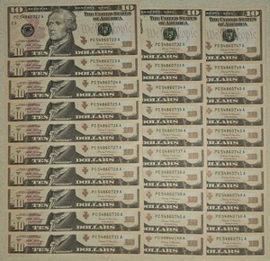30 $10 2017 A Series In Consecutive  Sequence Uncirculated Condition  - Picture 1 of 7