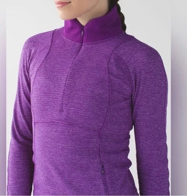 Lululemon Runderful 1/2 Zip Mini Check Pique Heathered Tender Violet Pullover 8 - Image 1 of 4