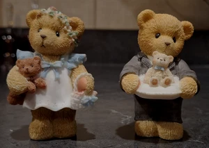 1998 Enesco Cherished Teddies Blumenmädchen und Ringträger Hochzeit Bären 2 1/2" - Bild 1 von 17