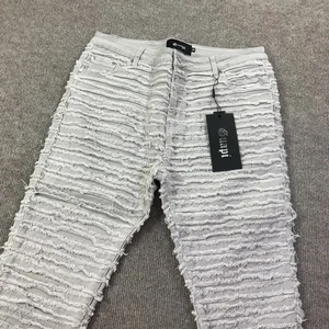 Pantalones de mezclilla Guapi para hombre 38 gris deshilachado desgastado acampanado edición limitada de moda - Imagen 1 de 10