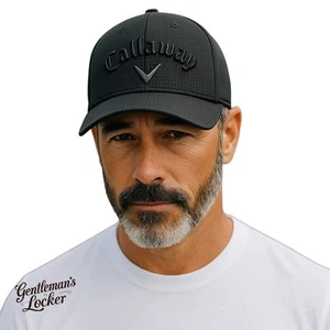 Callaway Golf Hat Black with Gloss black lettering Men's Adjustable  - Picture 1 of 6