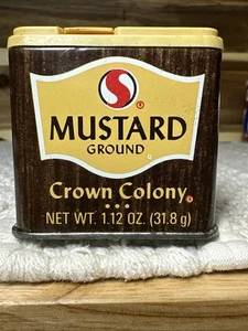 Lata de especias retro vintage Safeway Crown Colony mostaza molida - Imagen 1 de 4