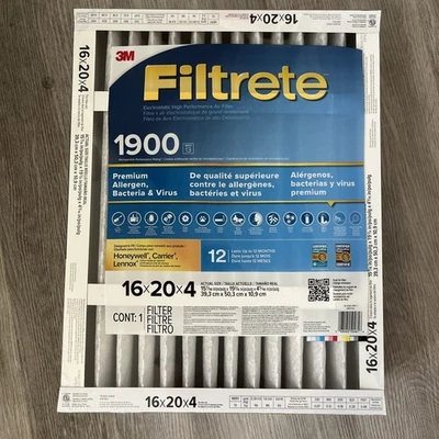 3M Filtrete MPR 1900 4-inch Allergen, Bacteria and Virus Air Filter: 16x20x4 - Image 1 of 4