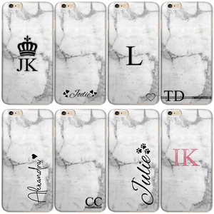 PERSONALISED INITIALS PHONE CASE MARBLE HARD COVER FOR NOKIA ONEPLUS OPPO PHONE - Picture 1 of 19