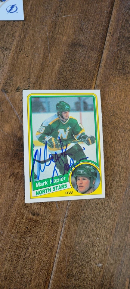 1984-85 OPC SIGNED CARD MARK NAPIER NORTH STARS CANADIENS TOROS BULLS WHA # 105 - Image 1 of 1