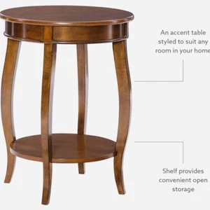 Powell Company Bedroom End Table 18" x 24" x 18" Wood Round Hazelnut Finish - Picture 1 of 10