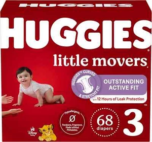 Huggies Größe 3 Windeln, Little Movers Babywindeln, Größe 3 (16-28 Pfund), 68 Stück - Bild 1 von 5