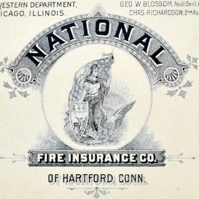 1930s E.E. Kanzleiter Agent Bucyrus Ohio National Fire Insurance Co Hartford CT - Image 1 of 3
