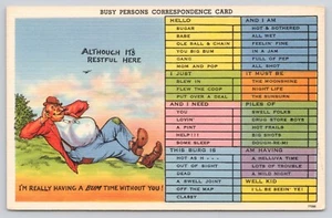 Busy Persons Correspondence Card Having A Bum Time Man Colorful Postcard - Picture 1 of 2