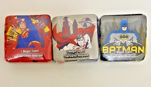 SUPERMAN BATMAN Lot of 3 Magic Towels 100% Cotton Washcloths 11.75" X 11.75" - Picture 1 of 1