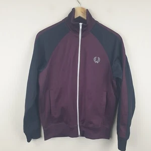 FRED PERRY Tracksuit Jacket Kids Youth Large Burgundy Full Zip Bomber Track Top - Picture 1 of 12