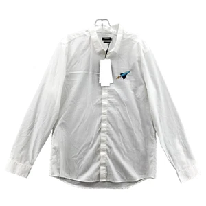 J.Lindeberg Shirt Men Medium White Rocket Embroidered Corpcore Career Streetwear - Picture 1 of 13
