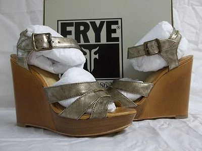 Sapatos femininos novos Frye tamanho 8 M Alexa couro bronze biqueira aberta - Imagem 1 de 4