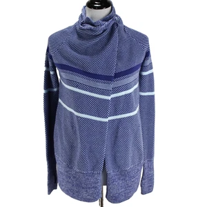 Ivivva Feeling Toasty Cardigan Wrap Sweater Girls 12 Blue Long Sleeve Lululemon - Picture 1 of 8