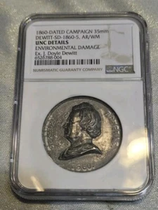 Stephen Douglas Popular Sovereignty Slavery Abe Lincoln Campaign Token 1860 NGC - Picture 1 of 7