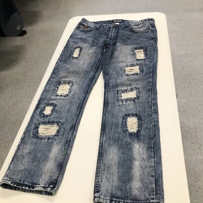 Parish Nation Jeans Mens Size 36x30.5 (Tag 34) Denim Jeans Distressed Patches - Image 1 of 4