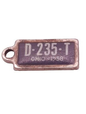 Vintage DAV Keychain License Plate Tag Type 16 Ohio 1958 Steel - Image 1 of 4