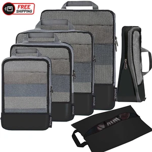 BAGAIL 4 Set/6 Set Compression Packing Cubes Travel Accessories Expandable Packi - Picture 1 of 12