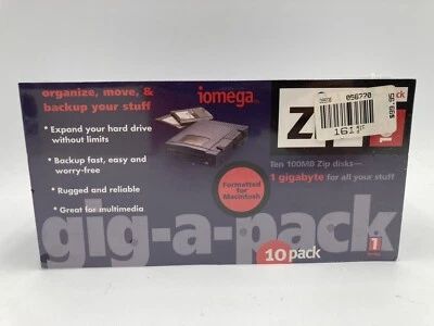 Iomega Discos Cremallera GIG-A-PACK 10 Pack 100 MB para IBM PC 1GB Nuevo Sellado Foto 1 de 2