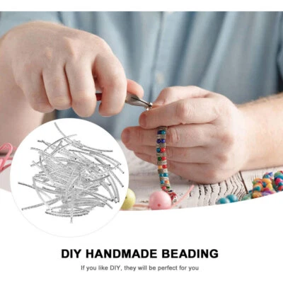 200Pcs Silver Platinum Color Curved Brass Tube Bar Twisted Metal Beads 2x35mm - Image 1 of 4