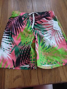 City Streets Size Small 8 Husky Palm Leaves Boys Swim Shorts - Picture 1 of 6