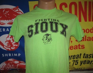 NORTH DAKOTA Fighting Sioux HAWKS T Shirt Men's Med Florescent ncaa UMD HOCKEY - Picture 1 of 4