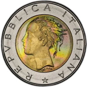 MS67 1982-R Italy 500 Lire, PCGS Trueview - Rainbow Toned Top Pop! - Bild 1 von 10