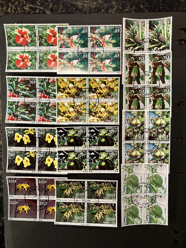 Comoros 1977 - Fauna and Flora stamps set block four CTO - Image 1 of 1