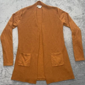 Orvis Sweater Cardigan Women's XS Merino Wool Open Front Tunic Orange *read* - Picture 1 of 9