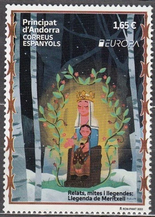 Sello Andorra 2022 Edifil 527 ** Europa CEPT Virgen de Meritxell Leyendas Foto 1 de 1