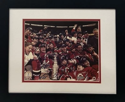 NJ Devils 2000 Team Signed Stanley Cup 8x10 Framed Photo Brodeur 10 Auto Steiner - Image 1 of 4