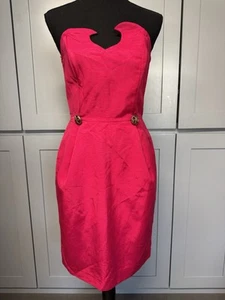 Alouette Paris Vintage Kleid Gr. 1 Metallic Rose Rot Bandeau Pencil - Bild 1 von 18