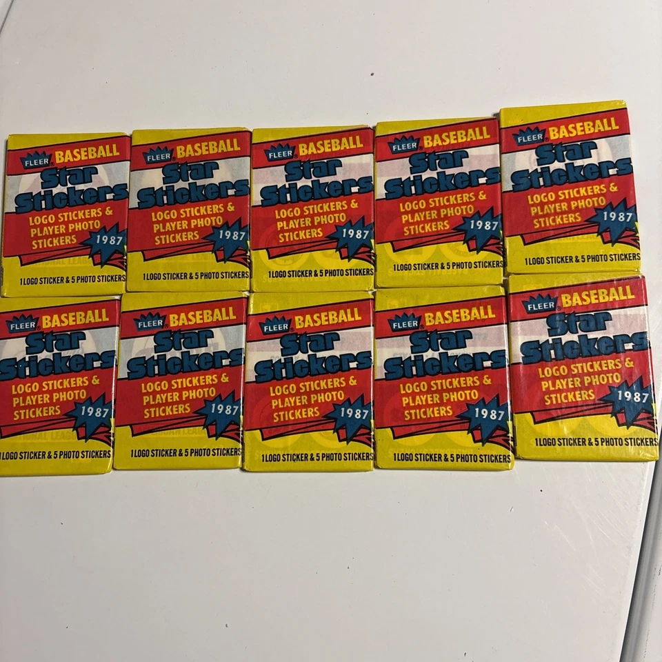 Paquetes de 10 pegatinas Fleer Star 1987 de cera de béisbol  Foto 1 de 3