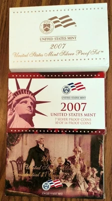 2007 US Mint Silver Proof Set 14 Coin with Original Box and COA - Image 1 of 4