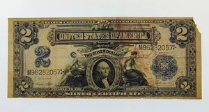 1899 Large $2 Silver Certificate Blue Seal - Signed Teehee-Burke - Fr. 256 - Picture 1 of 21