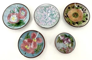 Vintage CHELSEA POTTERY SMALL BOWLS / WALL PLAQUES x 5 Floral English Studio - Picture 1 of 15