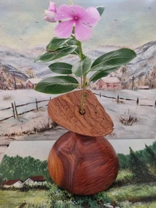 VTG Teak ikebana vase abstract wood Japanese design - Picture 1 of 9
