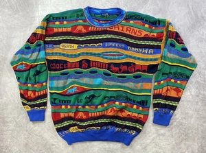 Vintage Emaroo Sweater 90s Coogi Style Australia 3D Textured Size Medium - Picture 1 of 5