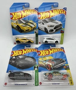 Juego de 4 Dodge Dart Nissan Leaf Ford Focus McLaren 2022 exclusivo de Hot Wheels Kroger - Imagen 1 de 2